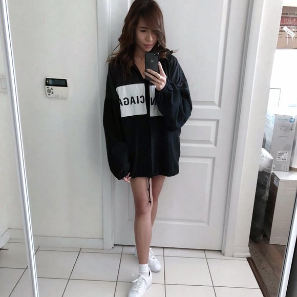 Oversized Balenciaga Nylon Logo Denim Jacket - Picture 3 of 5